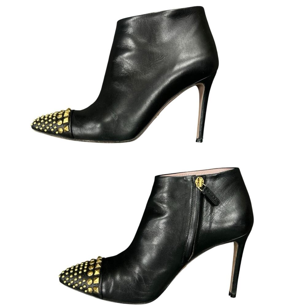 Gucci Booties Women’s Size US 6 Smooth Leather 3” Stiletto w/ Gold Studs - Picture 4 of 7